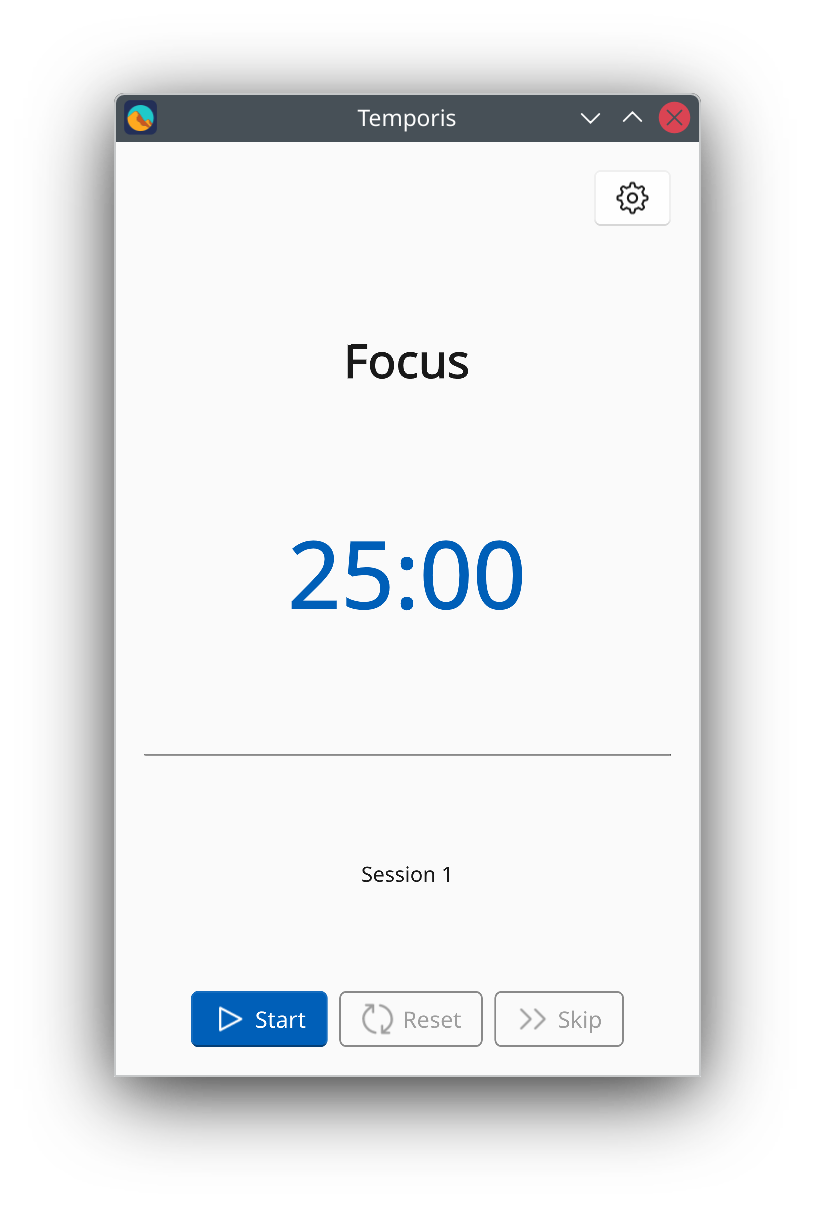 Temporis on Linux - Main Interface